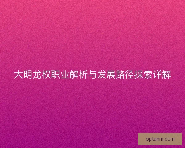 大明龙权职业解析与发展路径探索详解