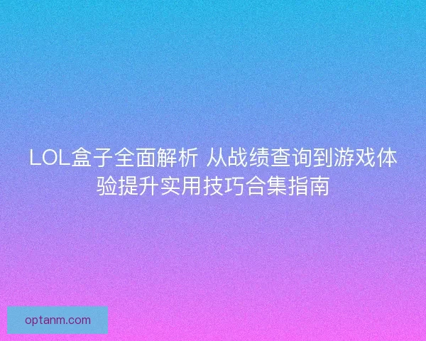 LOL盒子全面解析 从战绩查询到游戏体验提升实用技巧合集指南