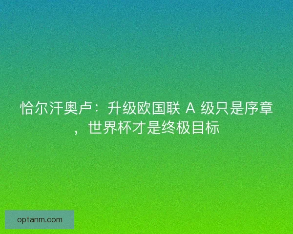 恰尔汗奥卢：升级欧国联 A 级只是序章，世界杯才是终极目标