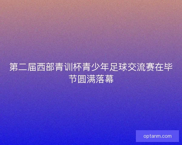 第二届西部青训杯青少年足球交流赛在毕节圆满落幕